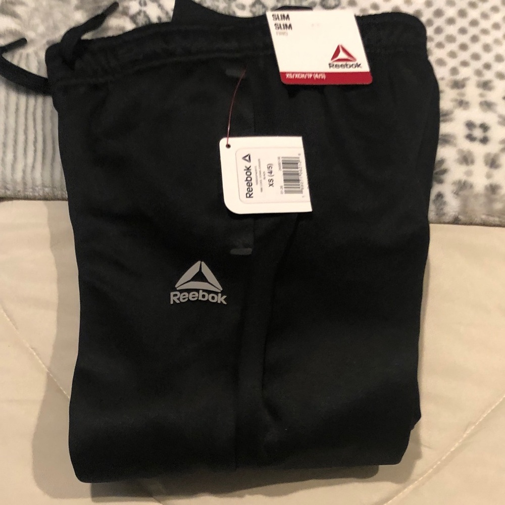 Reebok Black Athletic Jogger Pants with Logo